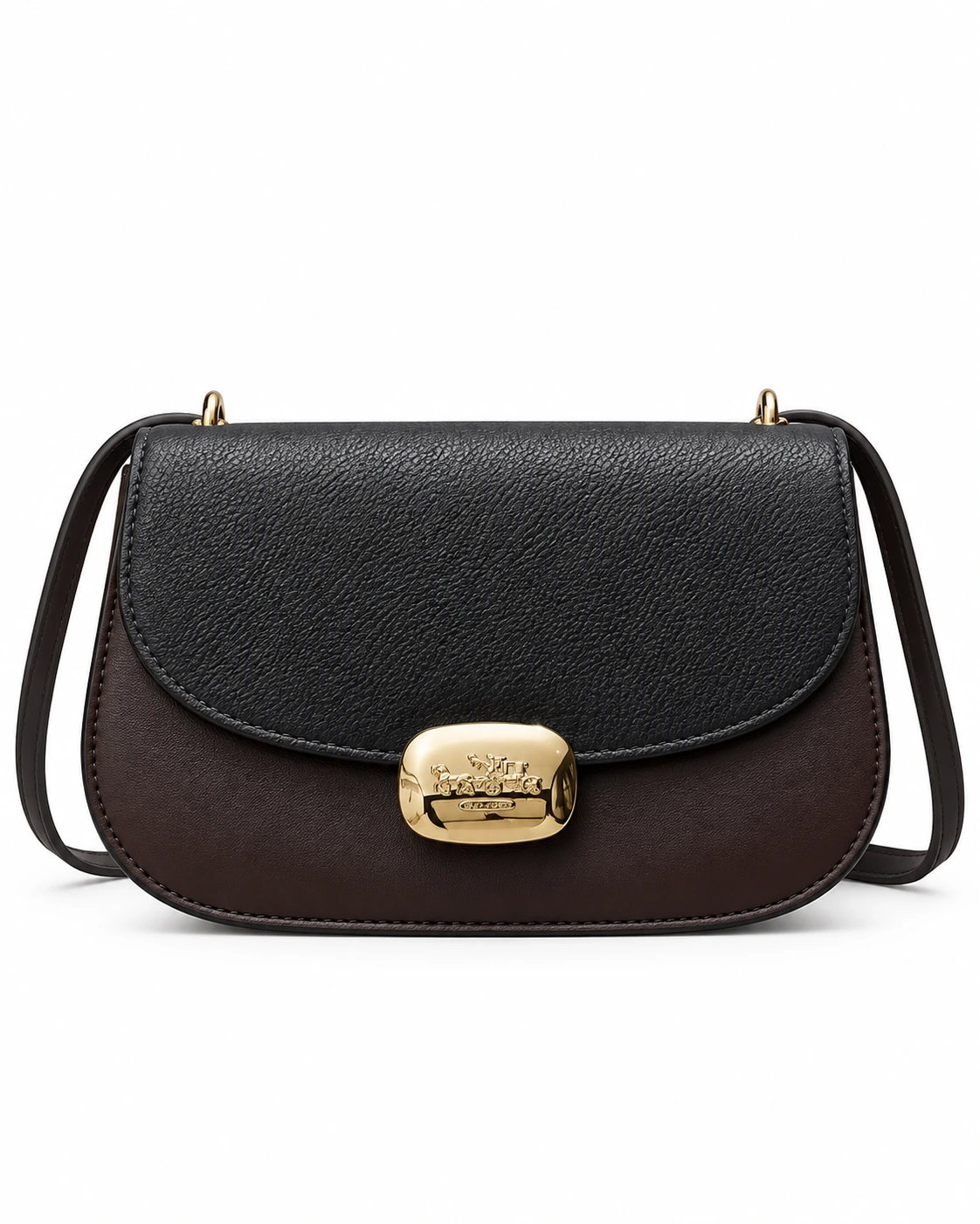 The Anora Espresso Curve Crossbody — Black & Espresso
