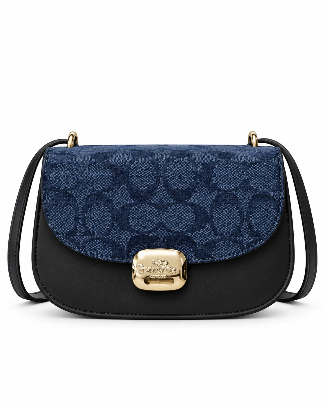 The Anora Navy Signature Crossbody — Navy & Black